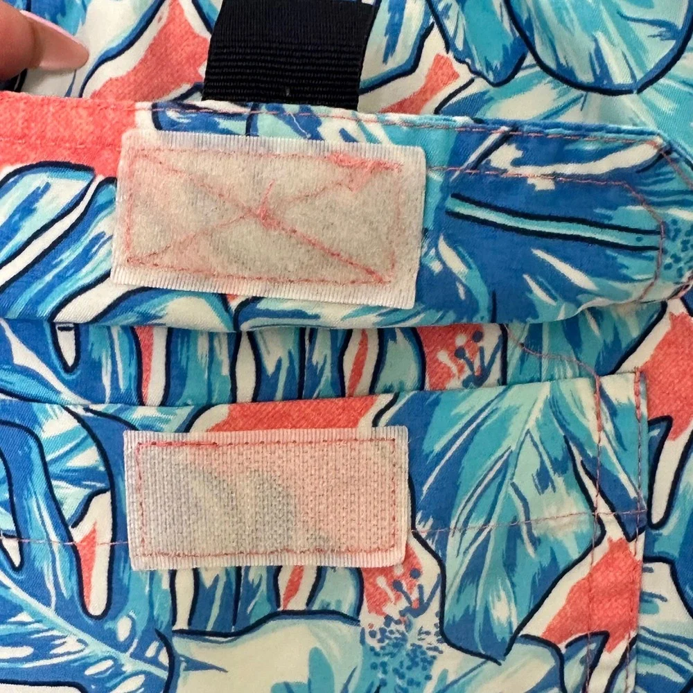 Vineyard Vines Mens Tropical Hibiscus Swim Trunks Blue Coral‎ Pink Medium